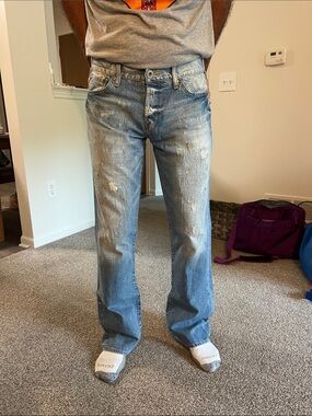 GUESS Falcon Slim Boot Men's Distressed 33/32 Jeans
